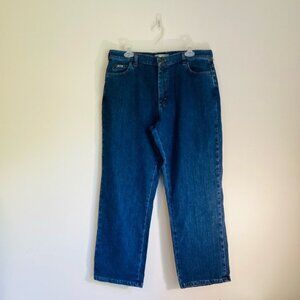 Lee Women's Relaxed Fit Straight Leg Medium Wash Blue Denim Jeans Size 14 Short